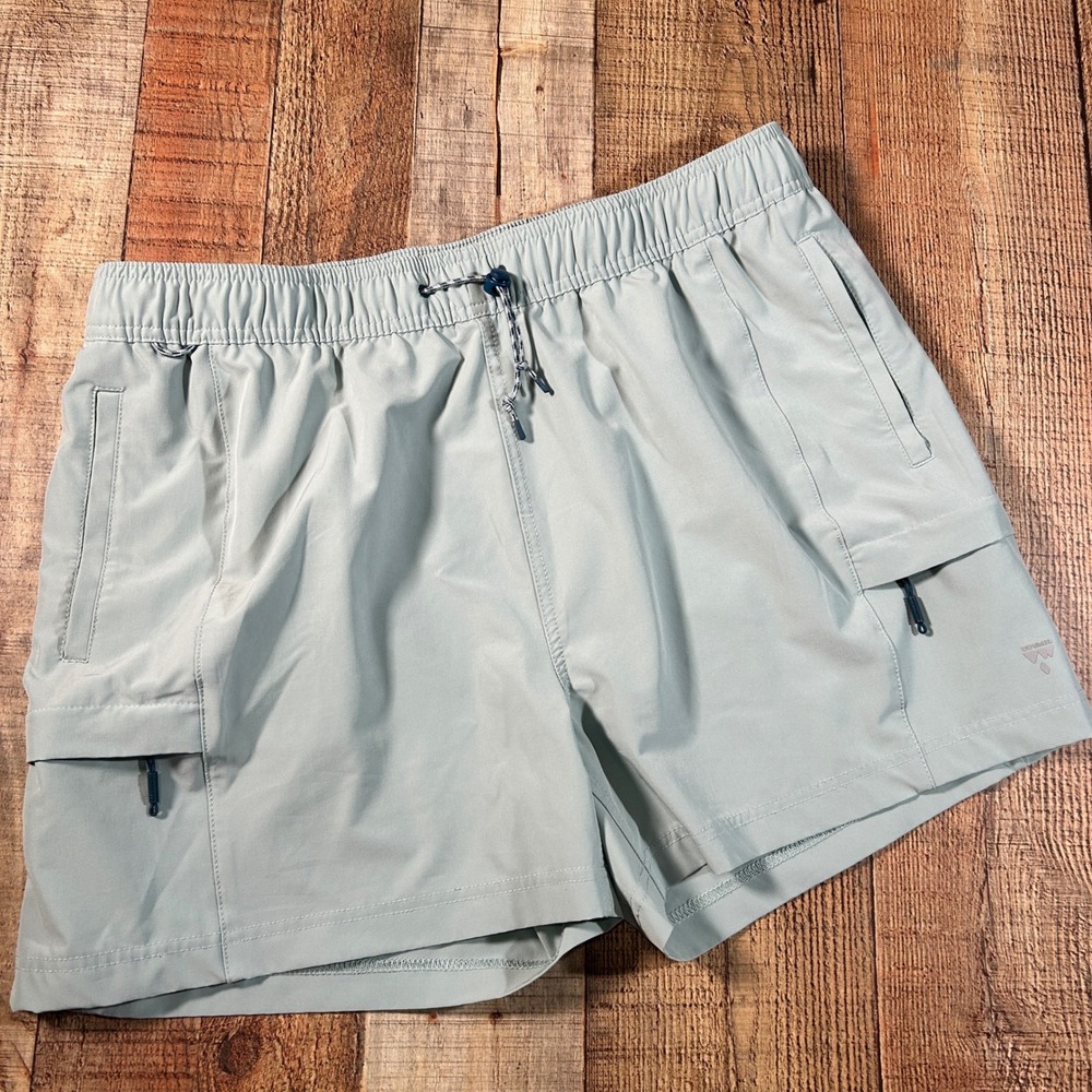 Voyager Sage Green Utility Hiking Shorts Elastic Waist Cargo Pockets Mens Large